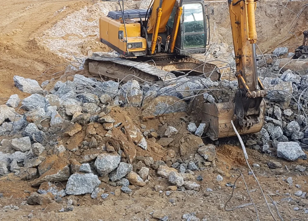 Concrete and debris removal during site clearing
